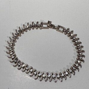 Elegant Silver Plate S Link Cubic Zirconia Tennis Bracelet
